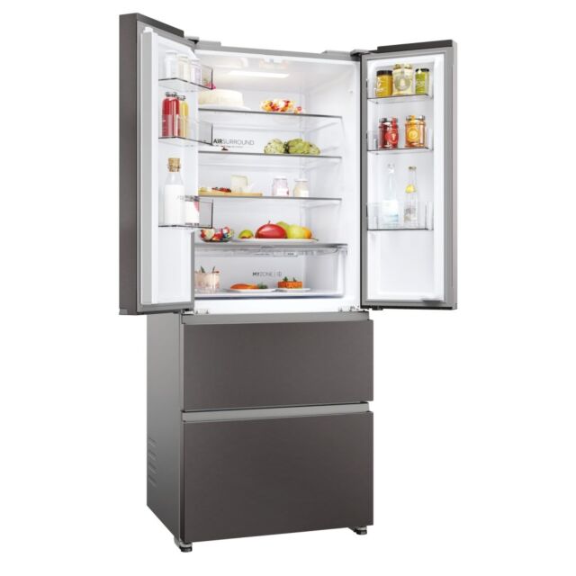 Haier HFR3718ENMD  70cm 60/40 Total No Frost Fridge Freezer - Dark Inox